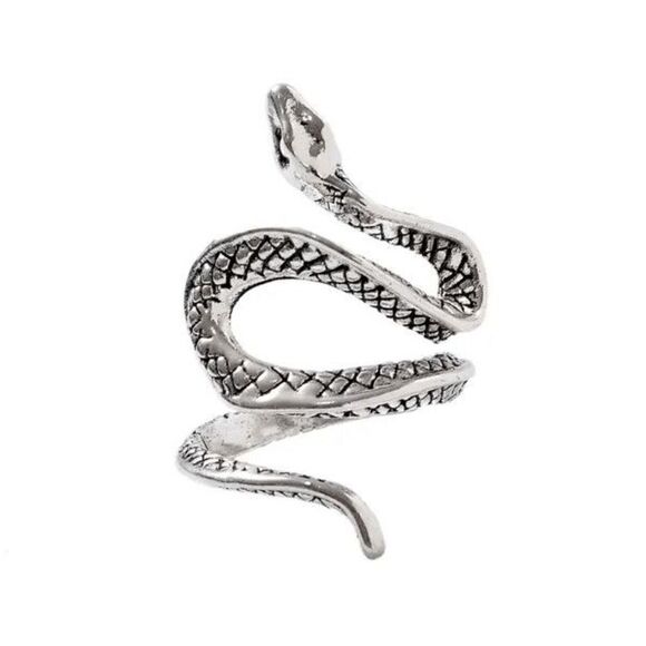 Silver Gothic Snake Adjustable Ring - Picture 2 of 6